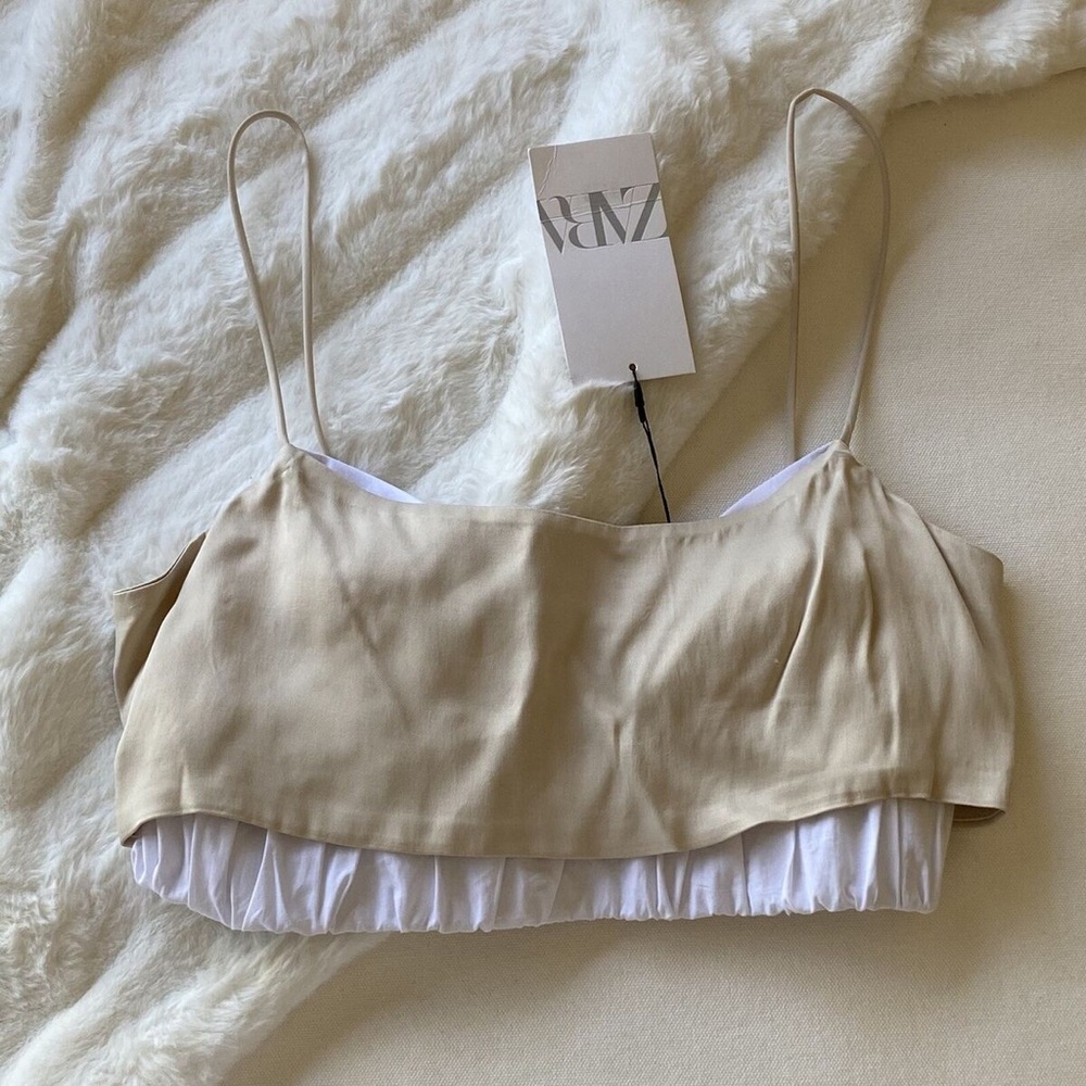 NWT Zara Beige Satin Effect Top